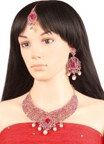 Touchstone Indian Bollywood Gorgeous intricate Workmanship Sparkling White Colorful Rhinestone crystal wedding Designer Jewelry Necklace Set In Gold or Silver Tone For Women. - Image 2